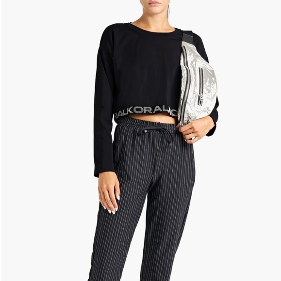 Koral Tops - Koral Valor appliquéd cropped jersey top Black Women's Size Small NWT